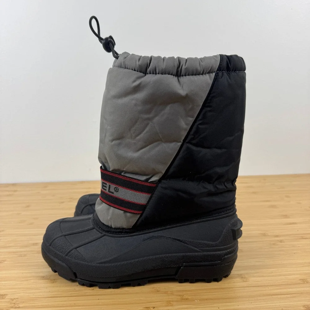 Sorel Snow Chariot Kids Winter Boots Black‎ Gray Size 6 Youth LY1650